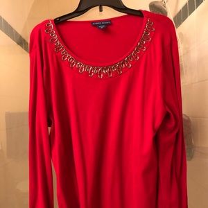 Karen Scott Bling Neckline Top
